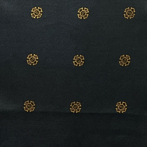 Vintage Terital Montefiber Navy Blue Gold Patterned Scarf made in Italy IOF - Picture 2 of 5